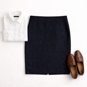 J.Crew Stretch Denim Pencil Skirt Dark Wash Cotton Size 12